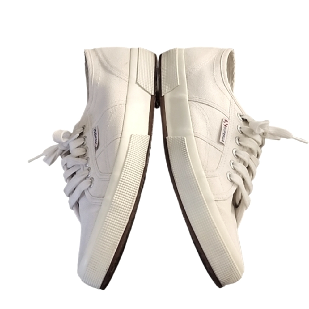 SUPERGA 2750 COTU CLASSIC White Canvas Sneakers 41.5 Size 10 Trainers Retro - Picture 14 of 16